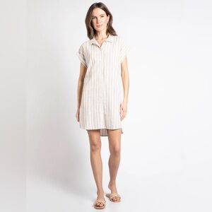 $26 ADD ON Anthropologie Dress Maeve Linen Blend Striped Shirtdress Texture‎
